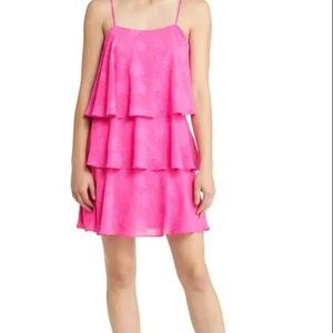 SAM EDELMAN Tiered Ruffle Minidress - Fuchsia